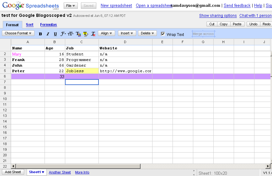 Google Sheets (2006)